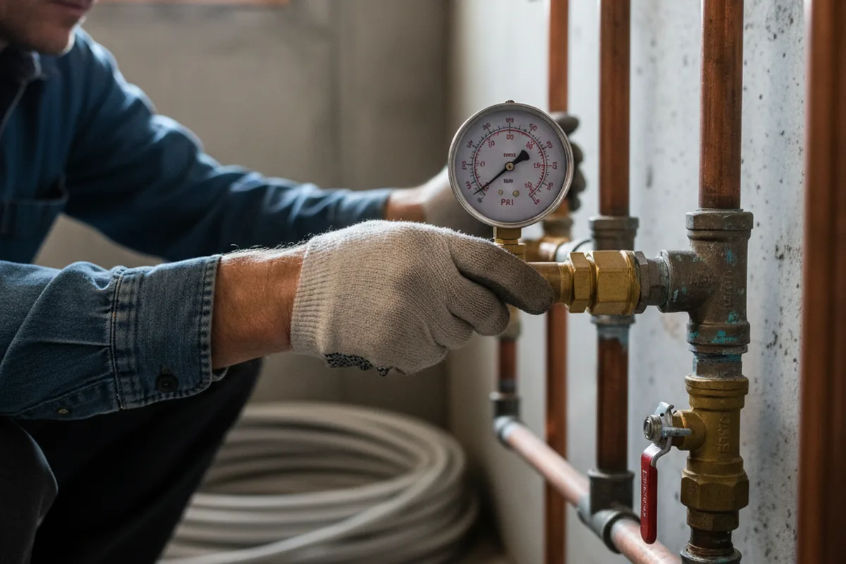 Pressure testing a repaired line during Water Line Repair in Glen Carbon
